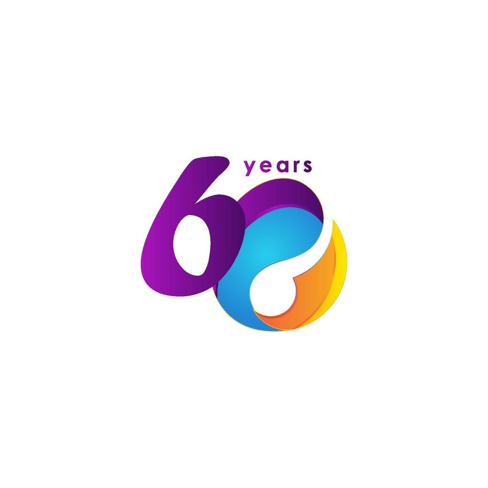 60 Years Anniversary Celebration Number Vector Template Design Illustration