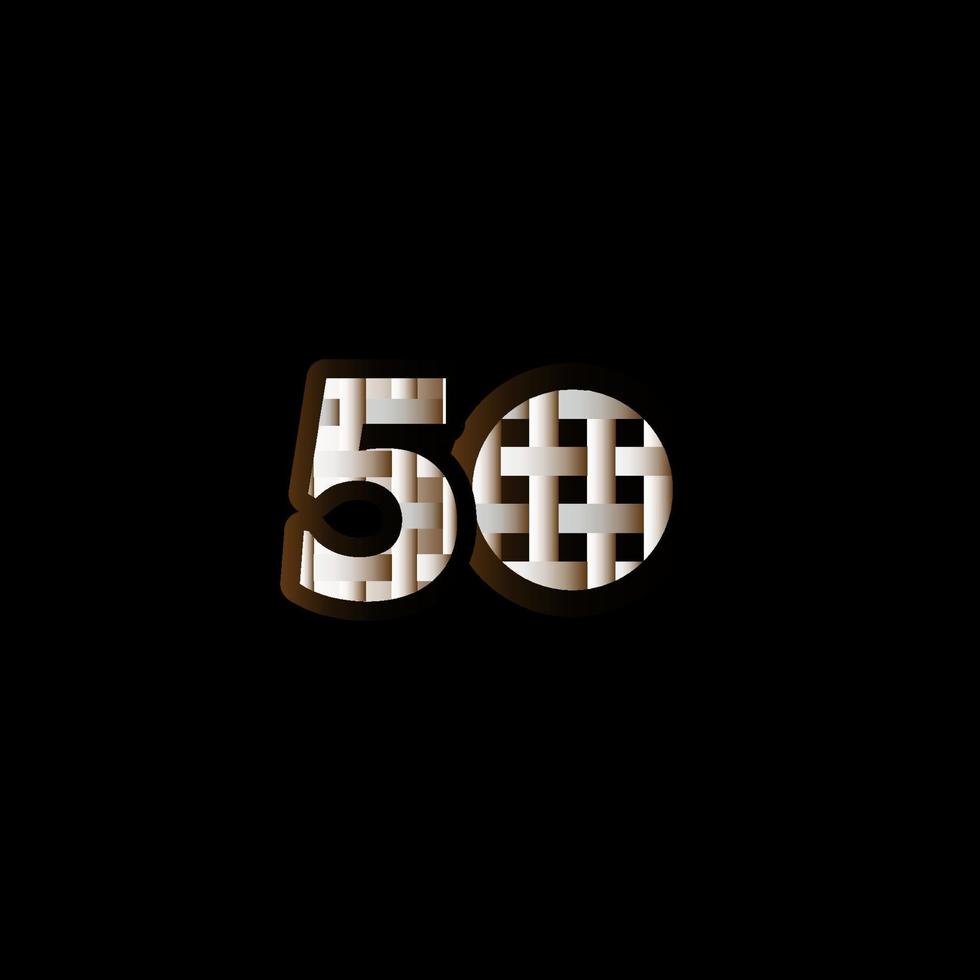 Ilustración de diseño de plantilla de vector de número negro elegante celebración de aniversario de 50 años