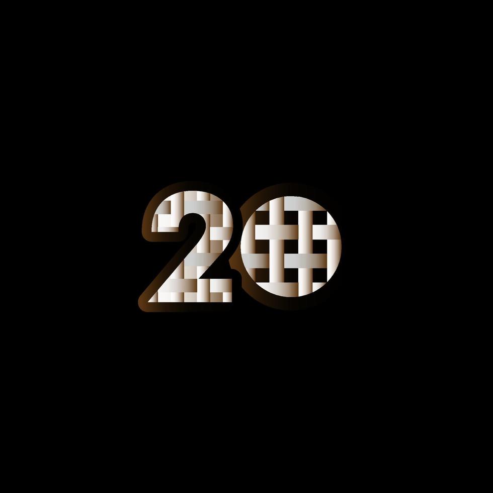 Ilustración de diseño de plantilla de vector de número negro elegante celebración de aniversario de 20 años
