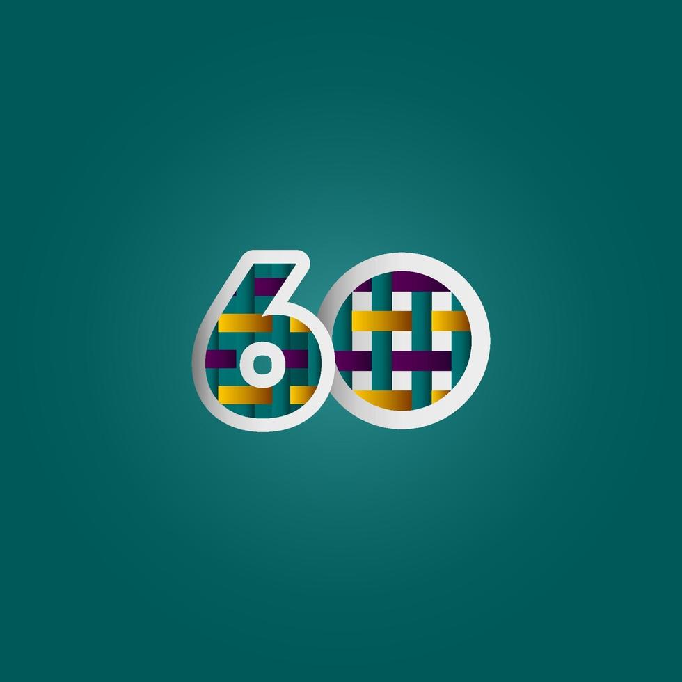 Ilustración de diseño de plantilla de vector de número de color elegante celebración de aniversario de 60 años