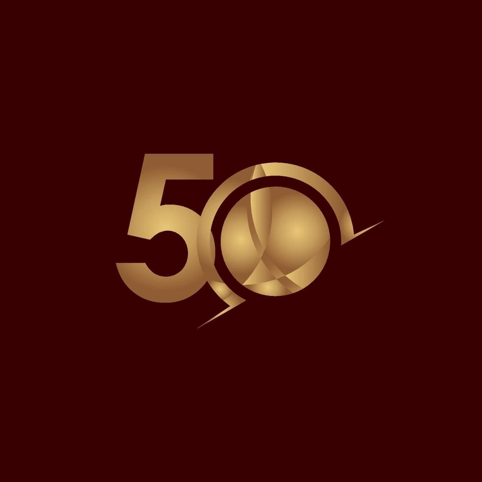 Ilustración de diseño de plantilla de vector de oro número elegante celebración de aniversario de 50 años