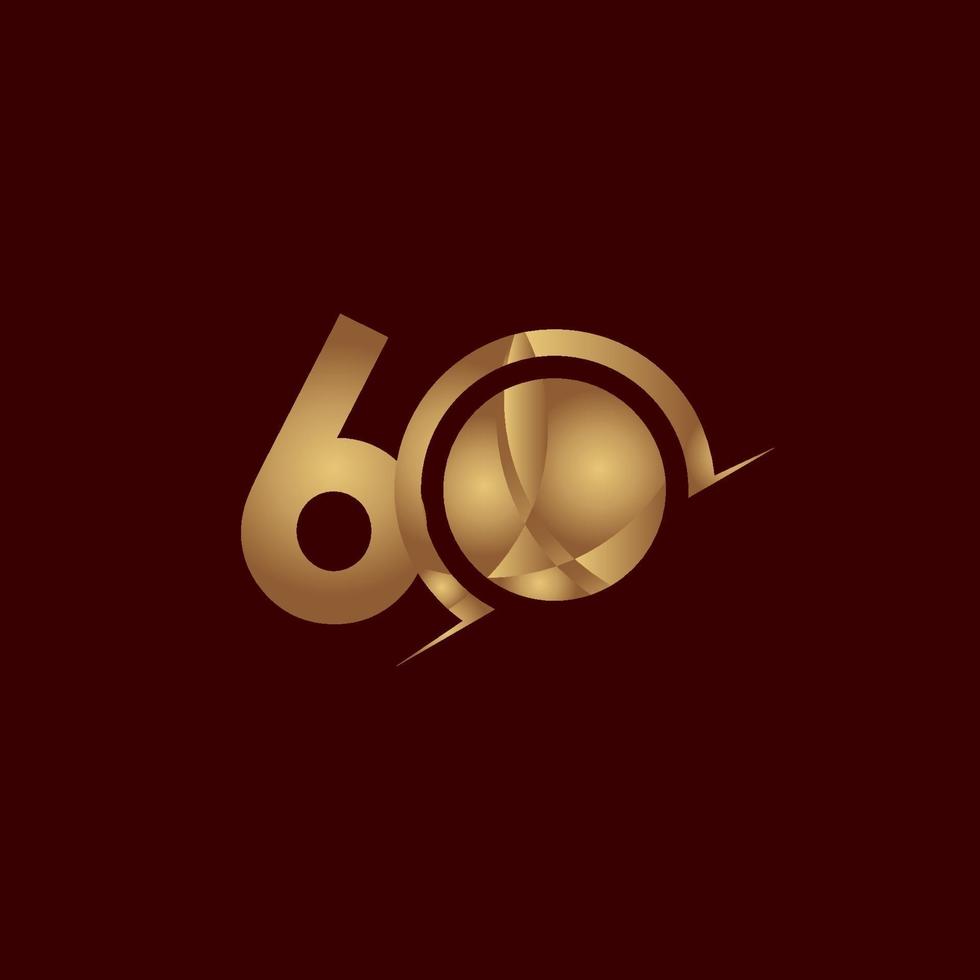 Ilustración de diseño de plantilla de vector de oro número elegante celebración de aniversario de 60 años