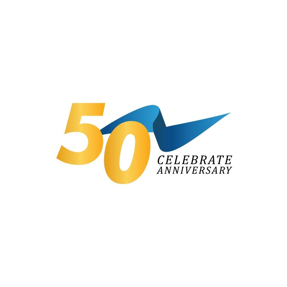 50 Years Anniversary Celebration Elegant Ribbon Vector Template Design Illustration
