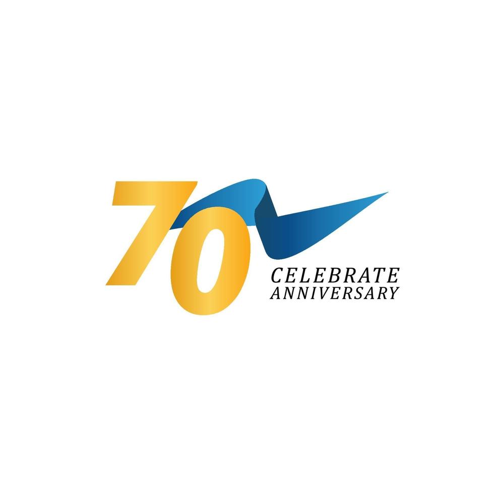 70 Years Anniversary Celebration Elegant Ribbon Vector Template Design Illustration