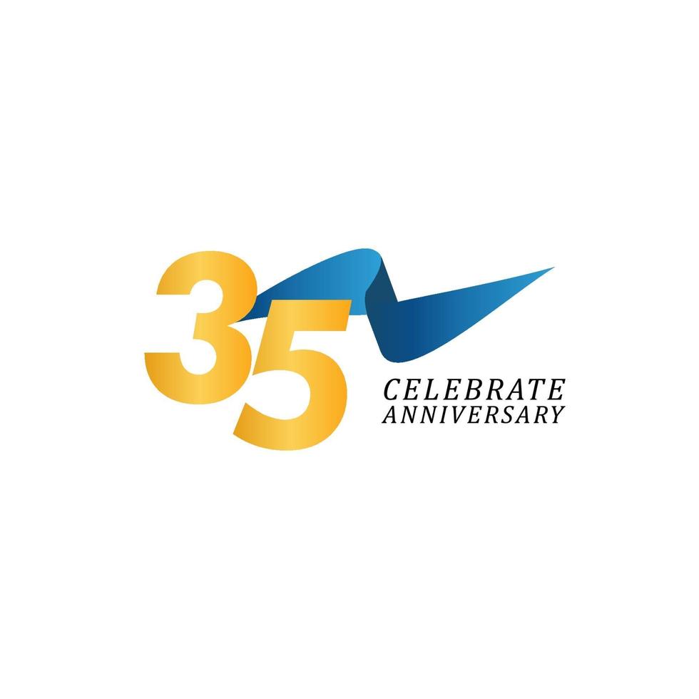 35 Years Anniversary Celebration Elegant Ribbon Vector Template Design Illustration