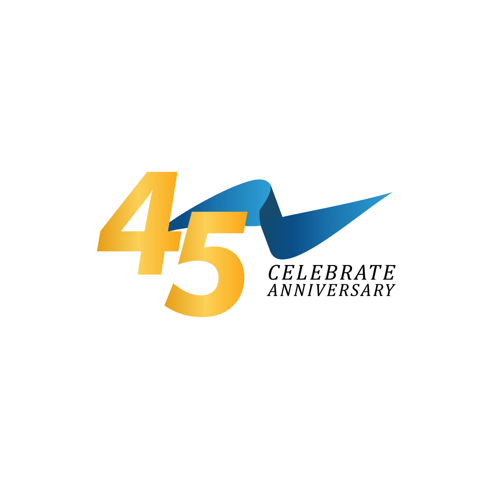 45 Years Anniversary Celebration Elegant Ribbon Vector Template Design ...