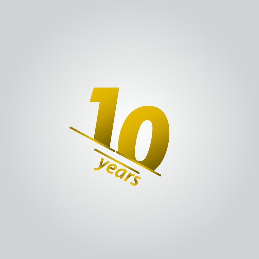 10 Years Anniversary Celebration Gold Line Vector Template Design Illustration