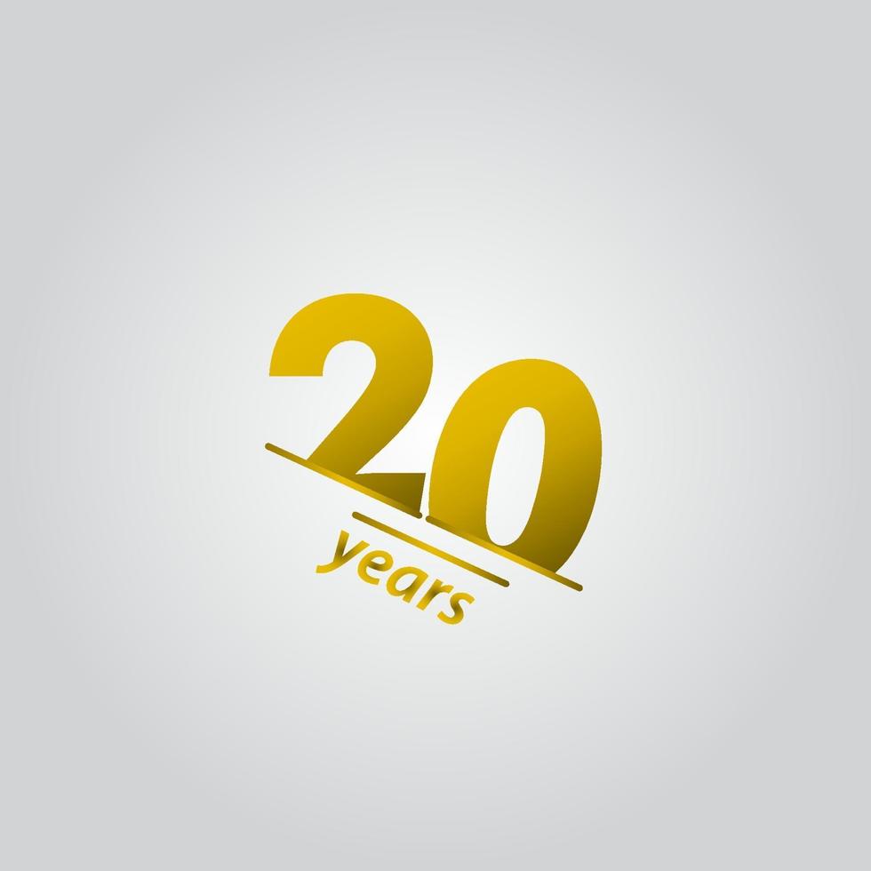 20 Years Anniversary Celebration Gold Line Vector Template Design Illustration
