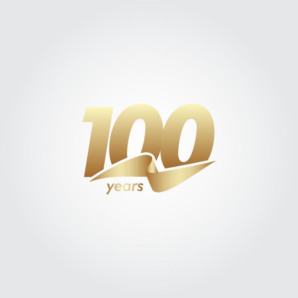Ilustración de diseño de plantilla de vector de cinta dorada de celebración de aniversario de 100 años