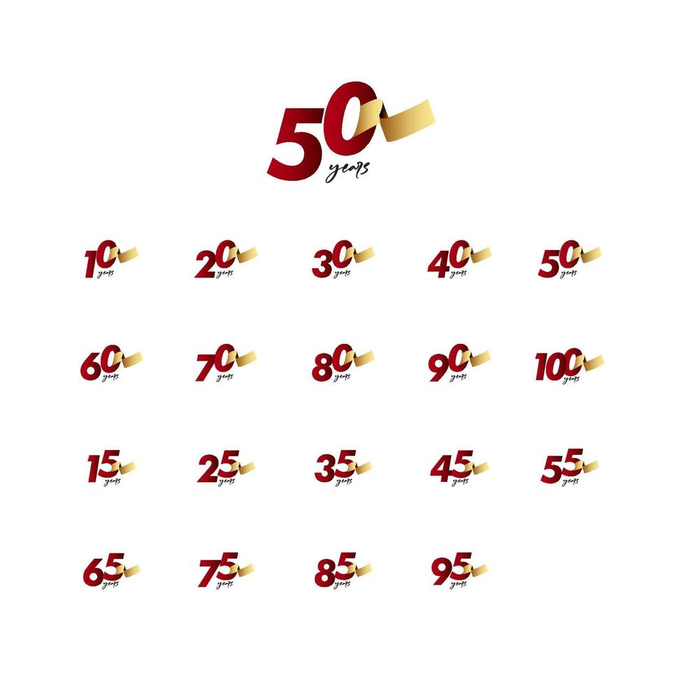50 Years Anniversary Celebration Gold Ribbon Vector Template Design Illustration