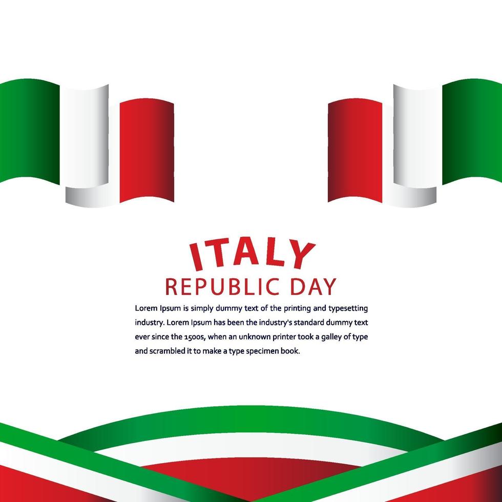 Feliz día de la república de Italia celebración vector plantilla diseño ilustración