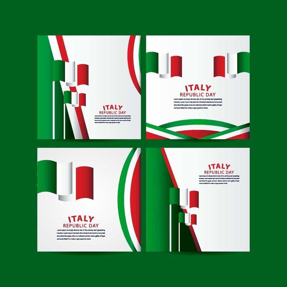 Feliz día de la república de Italia celebración vector plantilla diseño ilustración