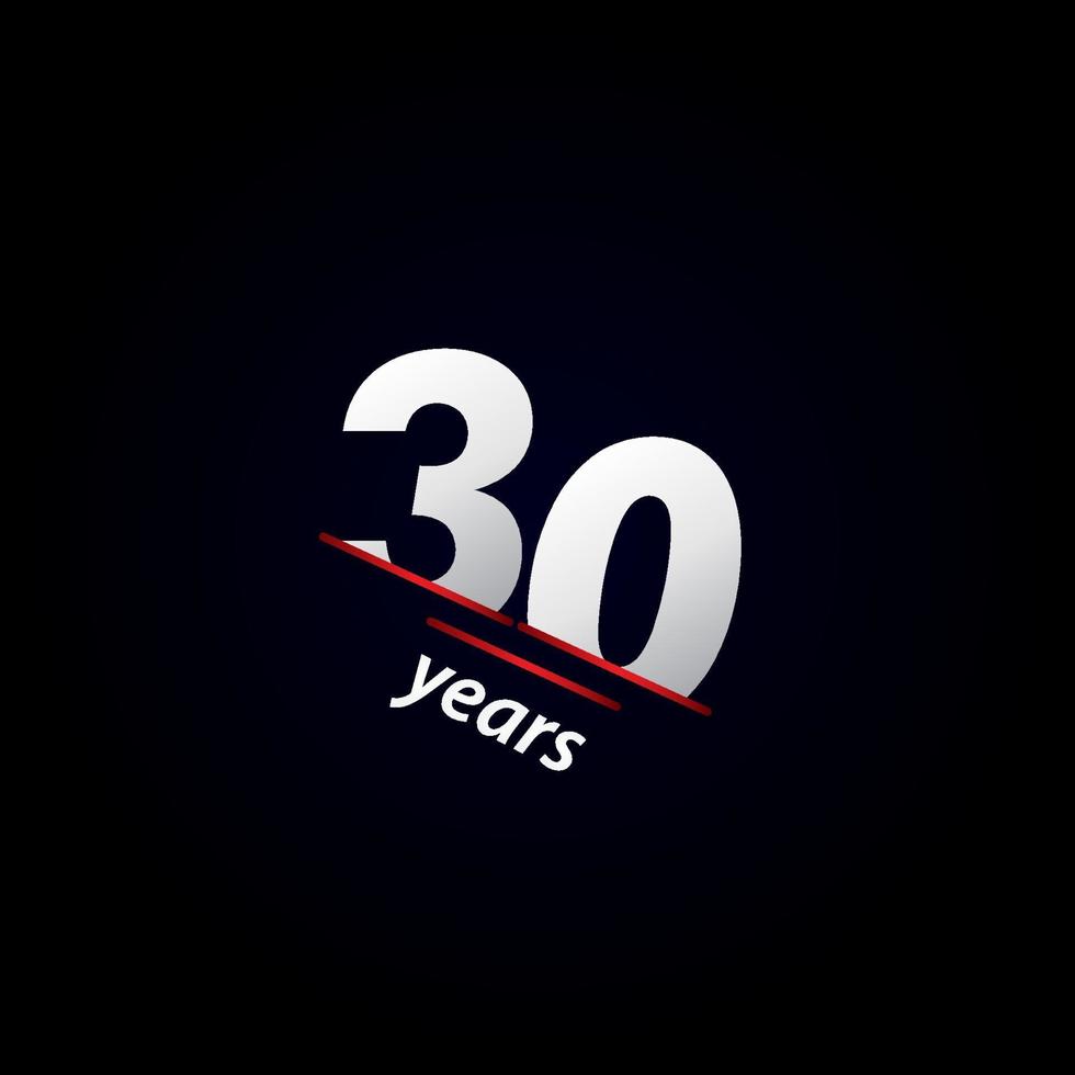 30 Years Anniversary Celebration Black and White Vector Template Design Illustration