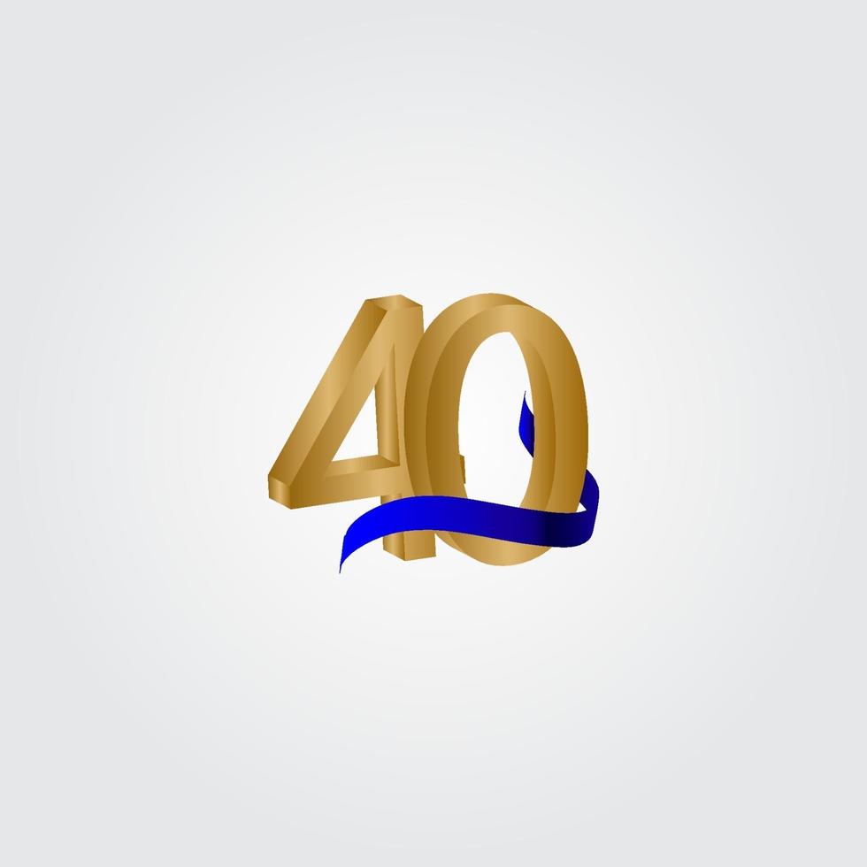 40 Years Anniversary Celebration Number Gold Vector Template Design Illustration