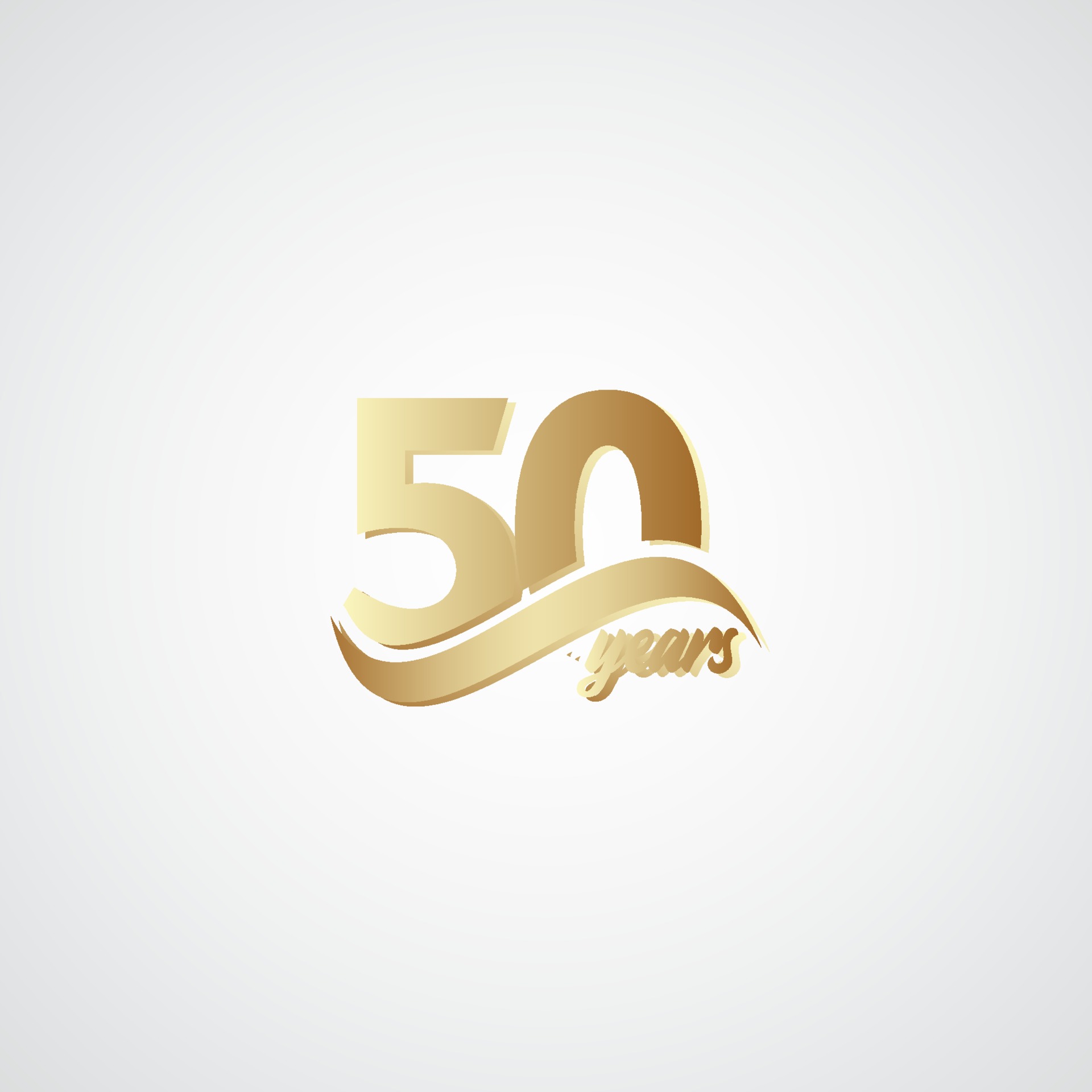 50 Years Anniversary Celebration Elegant Gold Logo Vector Template