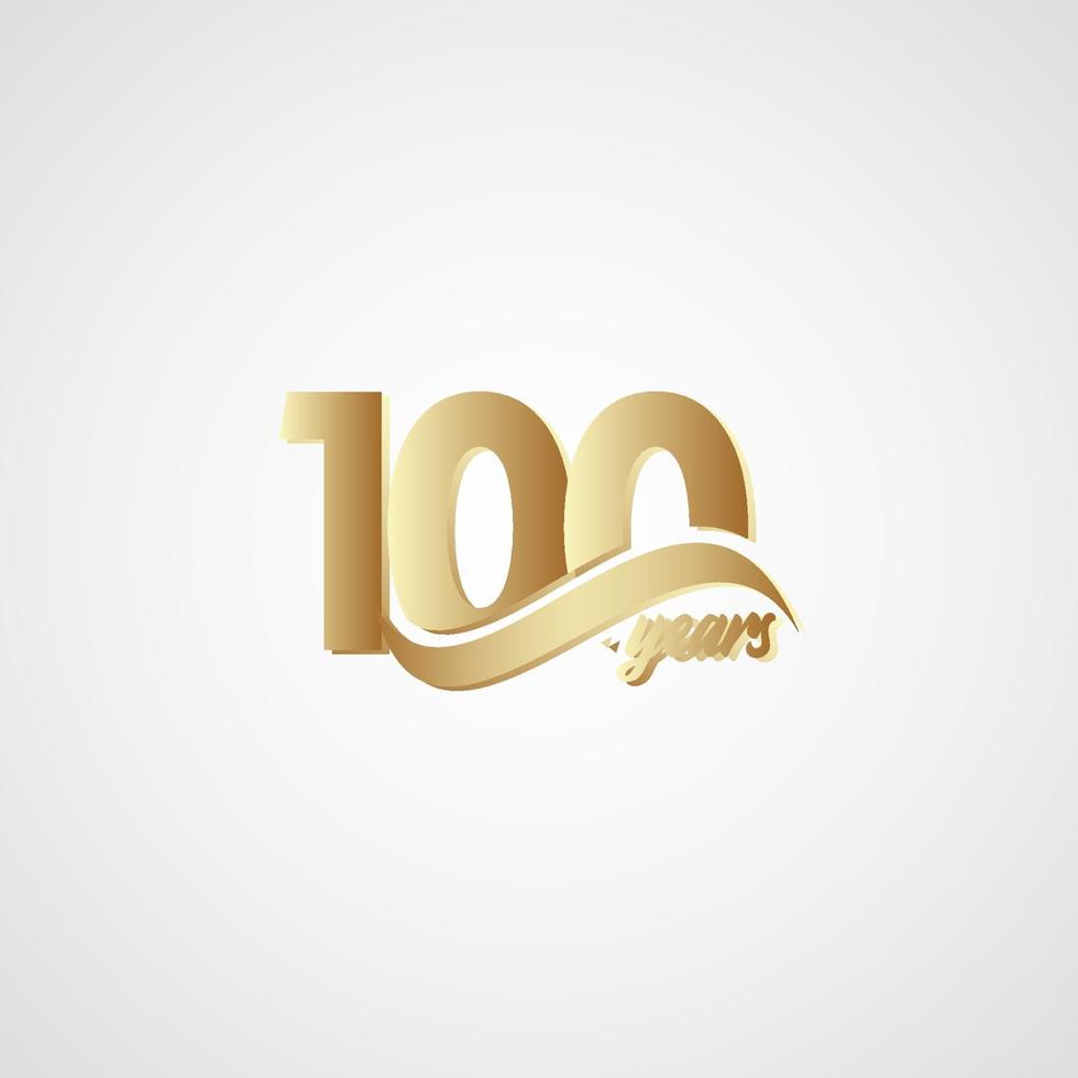 100 Years Anniversary Celebration Elegant Gold Logo Vector Template Design Illustration