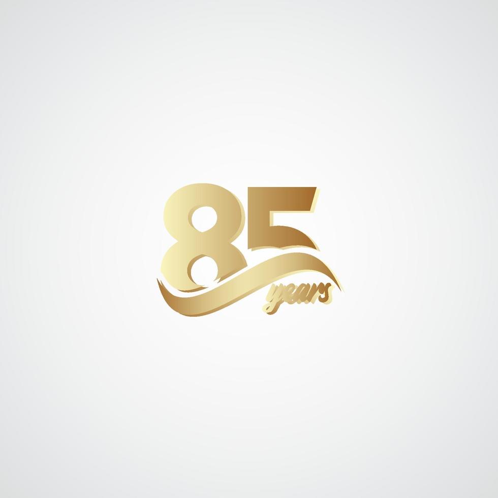 85 Years Anniversary Celebration Elegant Gold Logo Vector Template Design Illustration
