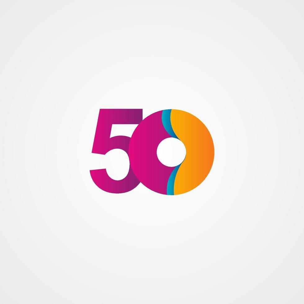 Ilustración de diseño de plantilla de vector púrpura de celebración de aniversario de 50 años