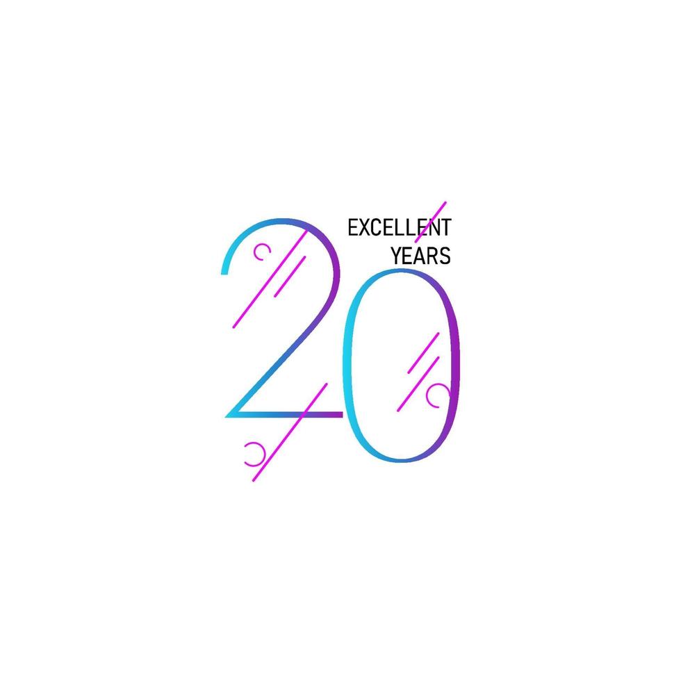 20 Years Anniversary Celebration Elegant Number Vector Template Design Illustration