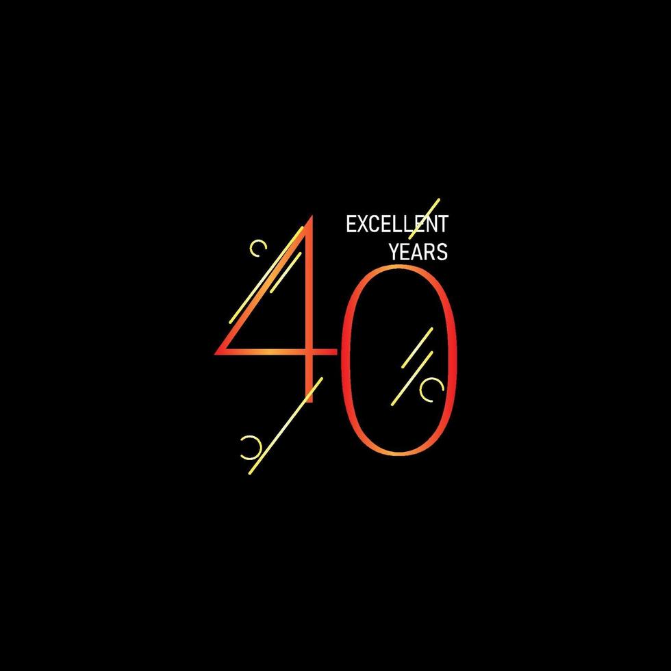 40 Years Anniversary Celebration Elegant Number Vector Template Design Illustration