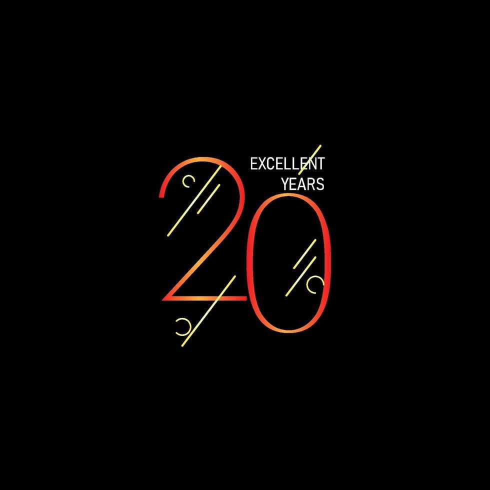 20 Years Anniversary Celebration Elegant Number Vector Template Design Illustration