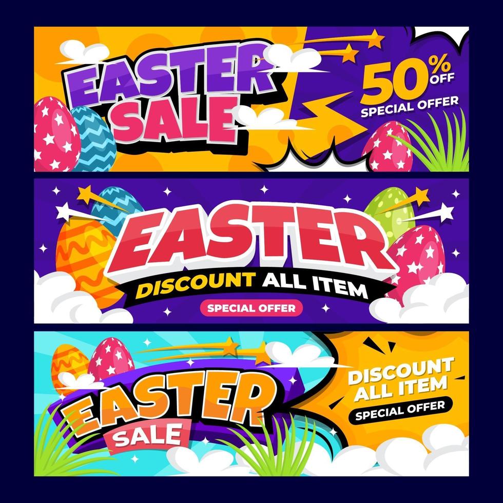 Easter Sale Banner with Colorful Background vector