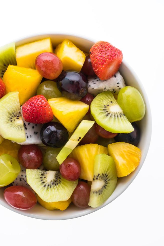 Mixed fruits on white plate photo