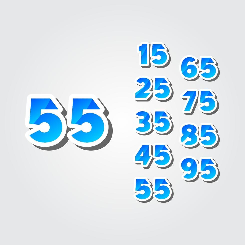 55 Years Anniversary Celebrations Set Number Elegant Vector Template Design Illustration