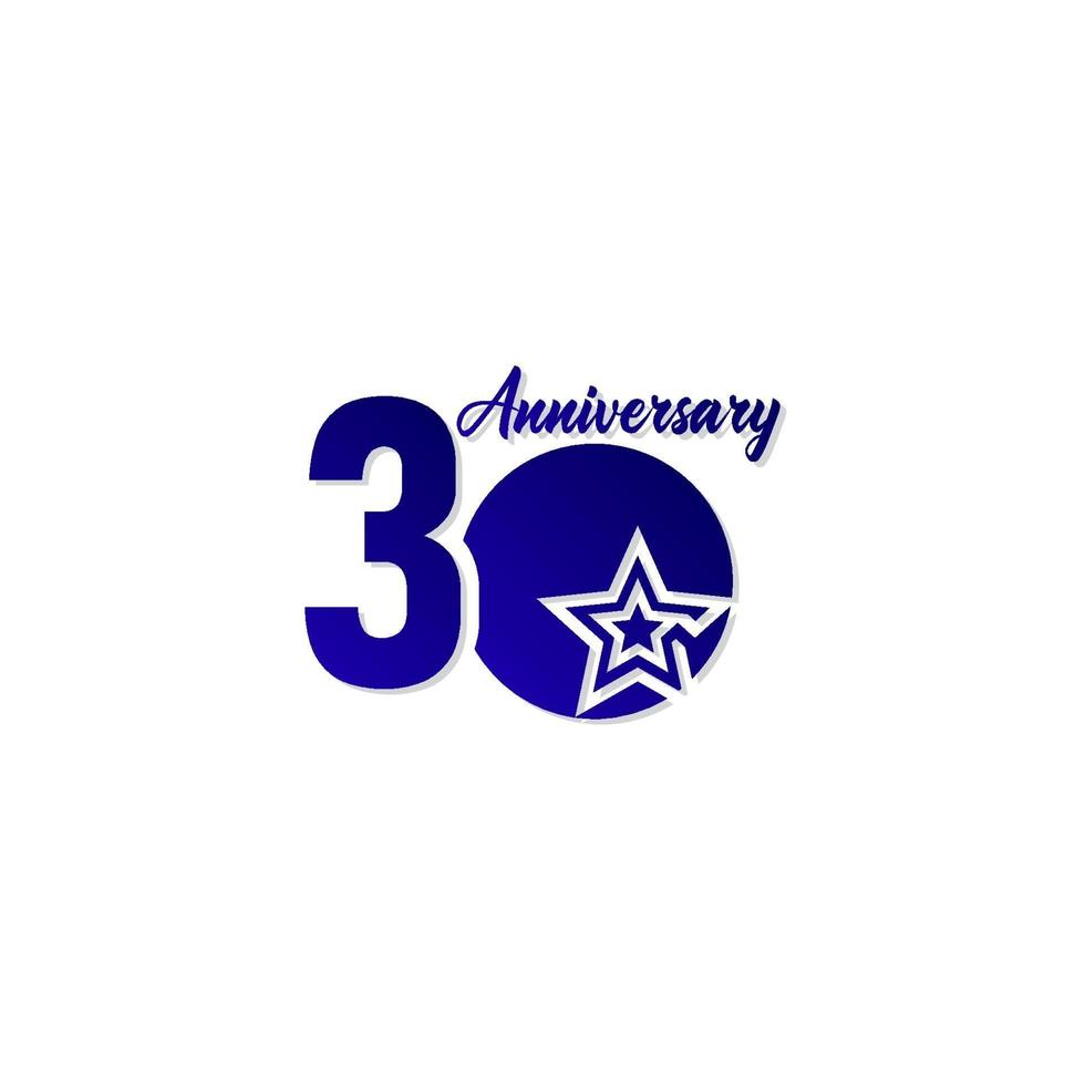 30 Years Anniversary Celebration Star Blue Logo Vector Template Design Illustration