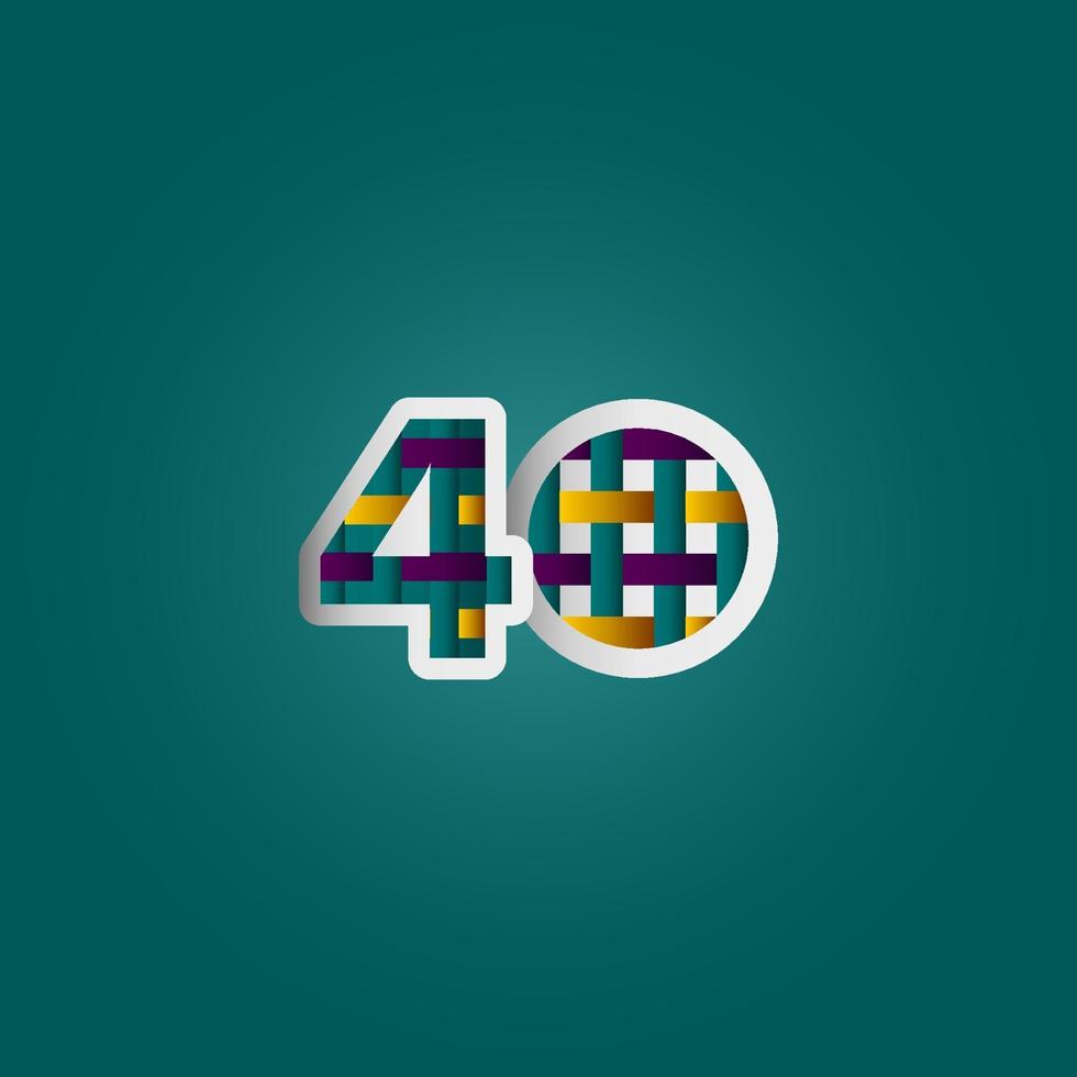 40 Years Anniversary Celebration Elegant Color Number Vector Template Design Illustration