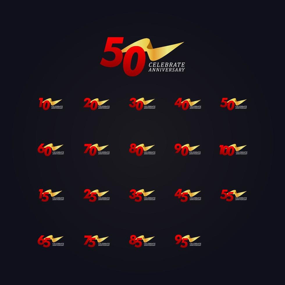 50 Years Anniversary Celebration Elegant Gold Ribbon Vector Template Design Illustration