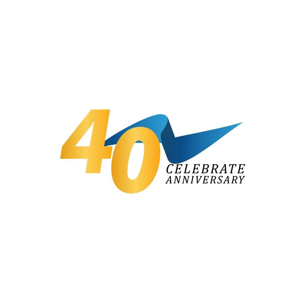 40 Years Anniversary Celebration Elegant Ribbon Vector Template Design Illustration