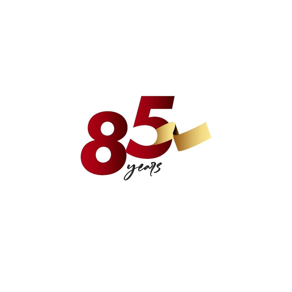 85 Years Anniversary Celebration Gold Ribbon Vector Template Design Illustration