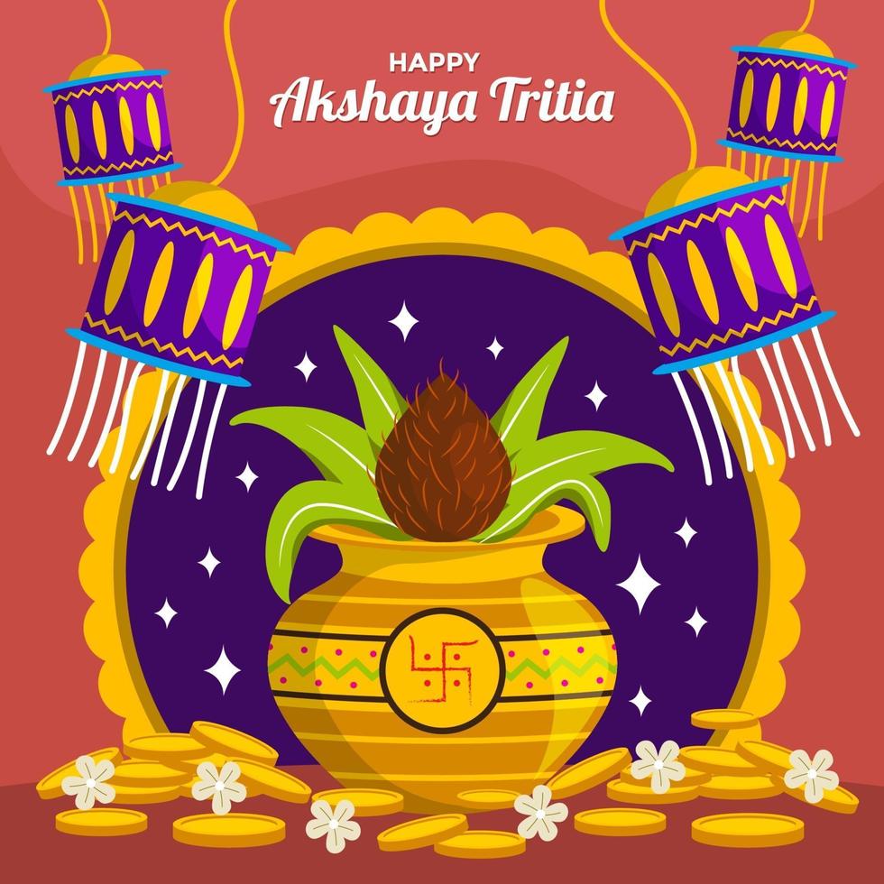 Happy Akshaya Tritiya with Celebration Element vector