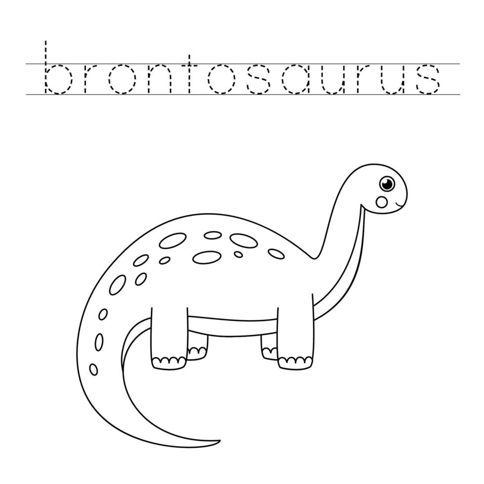 Tracing letters with cute dinosaurs. Writing practice. vector