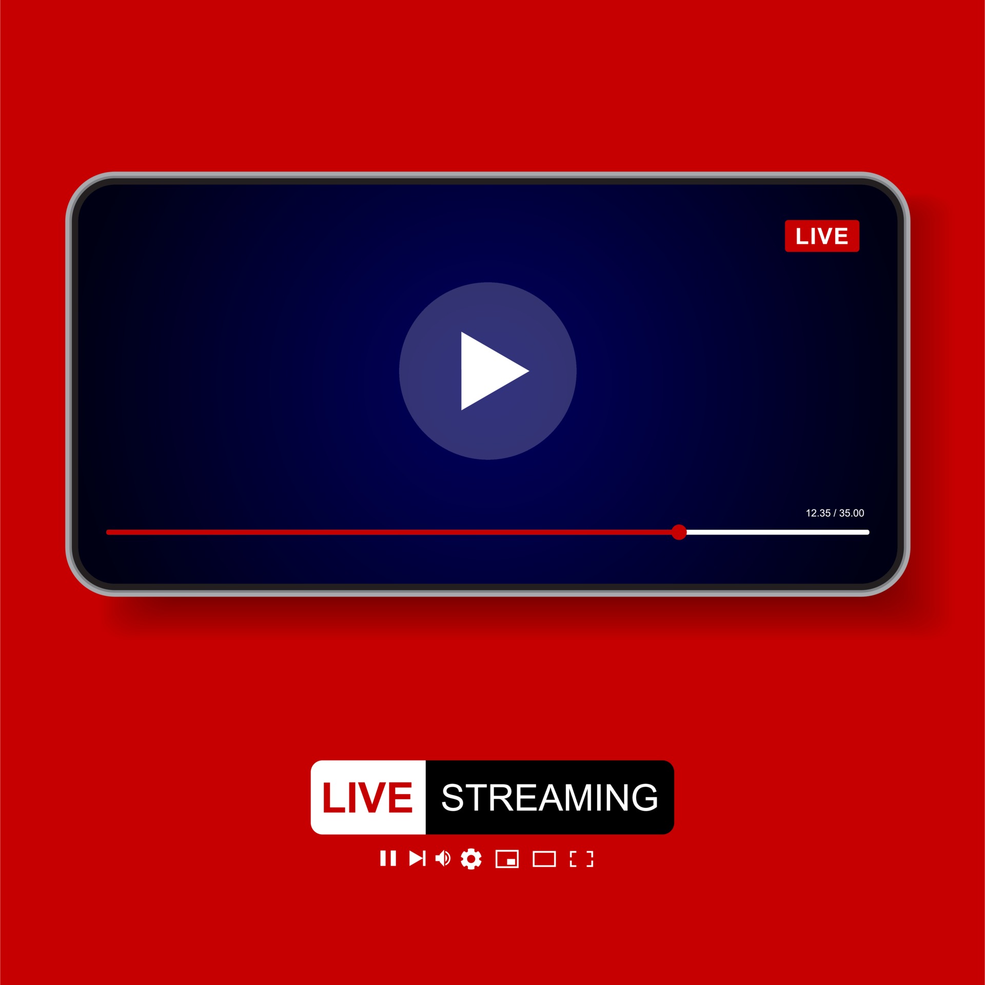 Download Video Player Template Design Mockup Live Stream Window Player Social Media Concept 2114469 Vector Art At Vecteezy