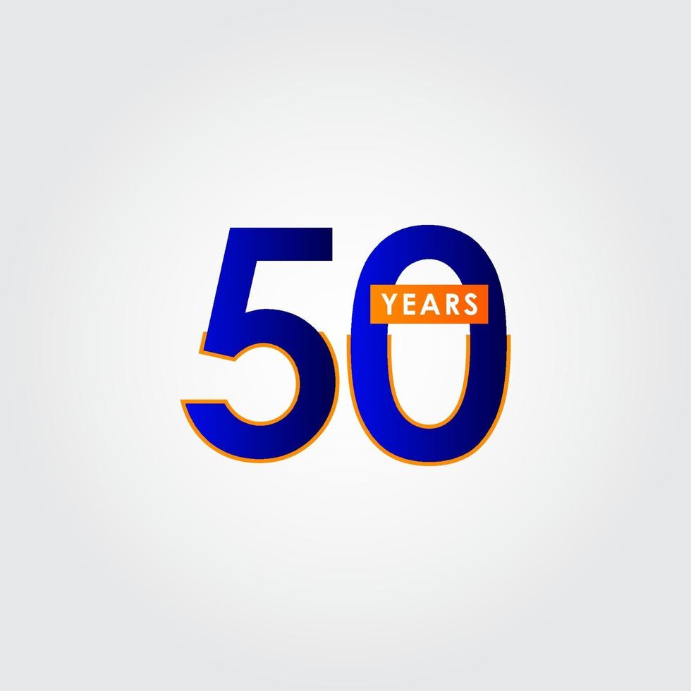 50 Years Anniversary Celebration Blue Vector Template Design Illustration