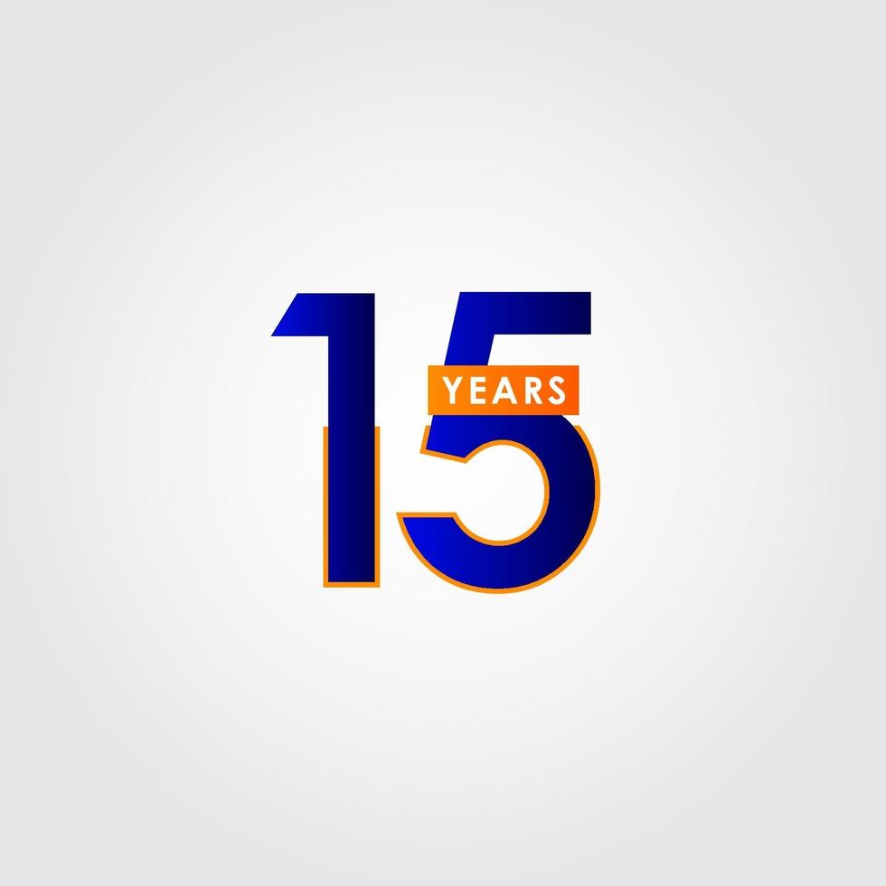 Ilustración de diseño de plantilla de vector azul de celebración de aniversario de 15 años