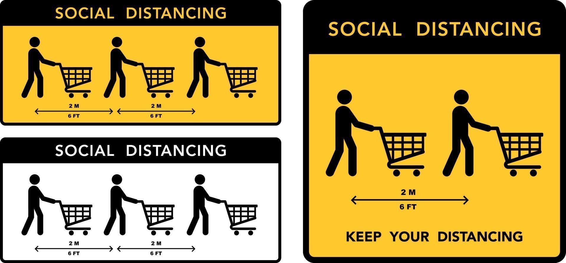 Social distancing banner. Keep the distance set vector