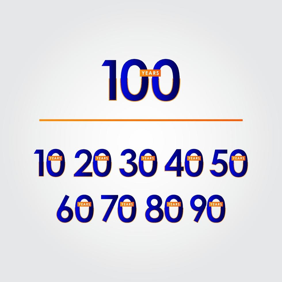 100 Years Anniversary Celebration Blue Vector Template Design Illustration