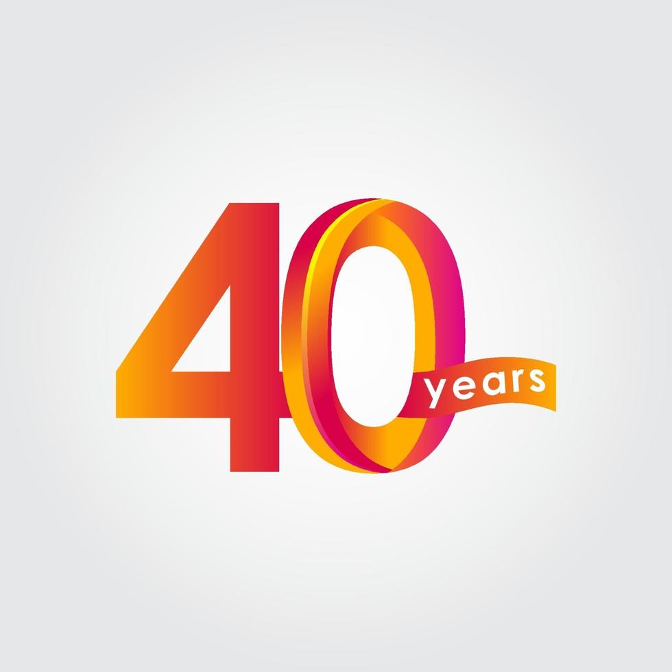 40 Years Anniversary Celebration Vector Template Design Illustration