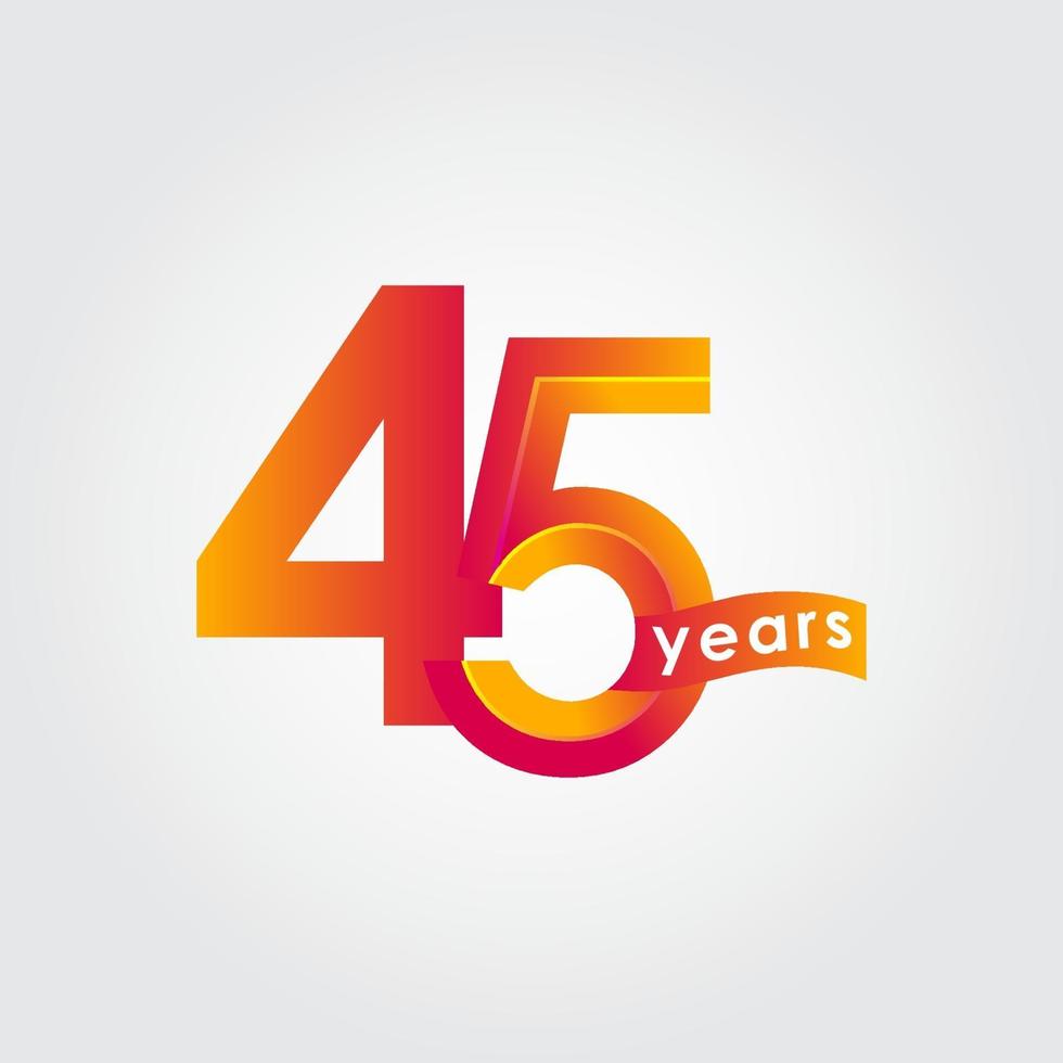 45 Years Anniversary Celebration Vector Template Design Illustration
