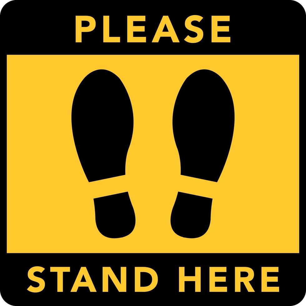 Social distancing banner. Please stand here. Coronovirus epidemic protective. vector