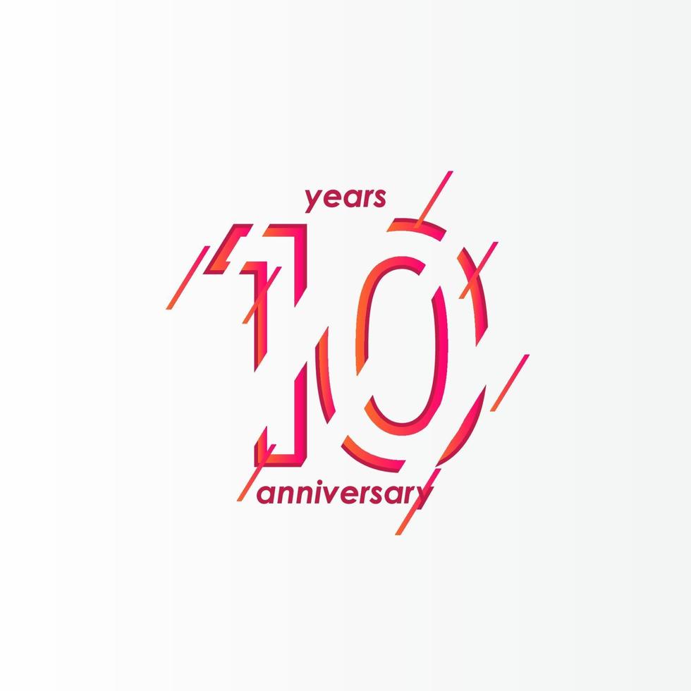 Ilustración de diseño de plantilla de vector de celebración de aniversario de 10 años