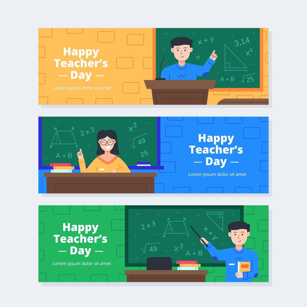 Happy Teacher's Day Banner Set vector