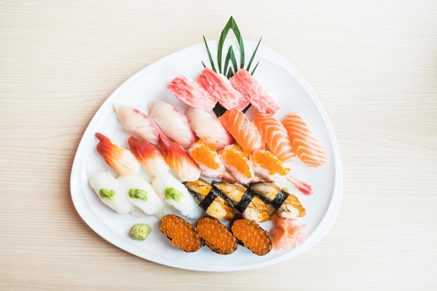 Sushi on white plate photo