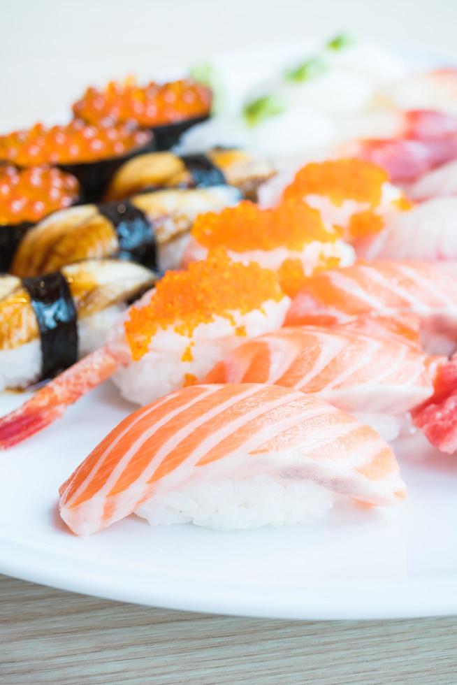 Sushi on white plate photo