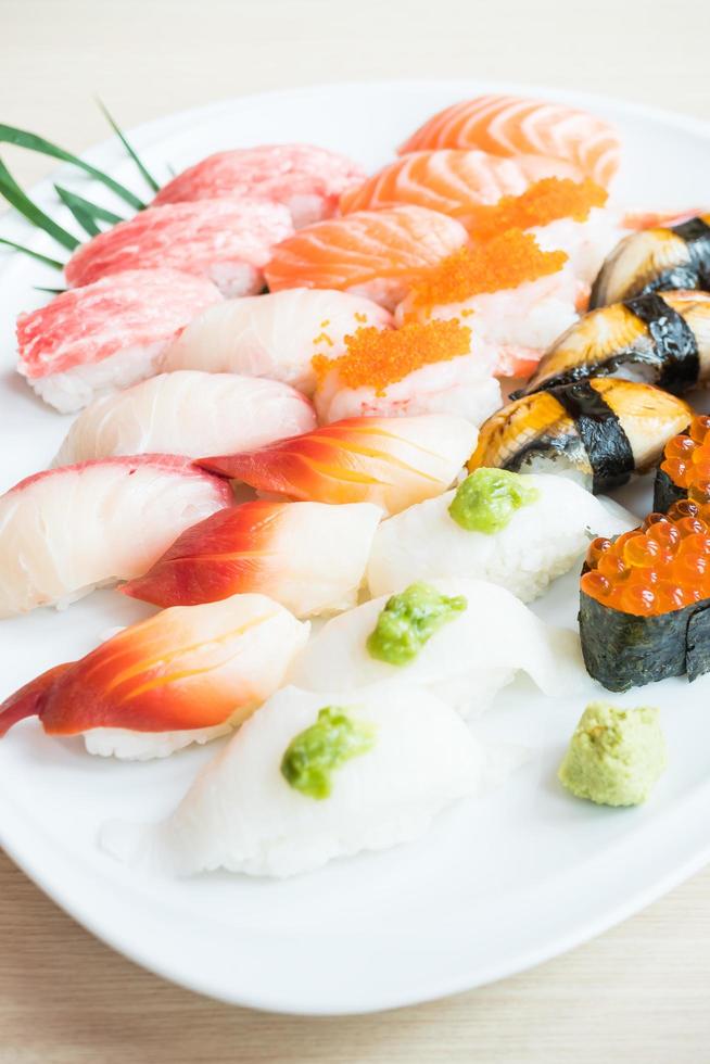 Sushi on white plate photo