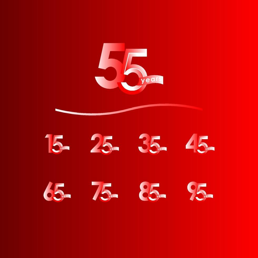 Ilustración de diseño de plantilla de vector de celebración de aniversario de 55 años