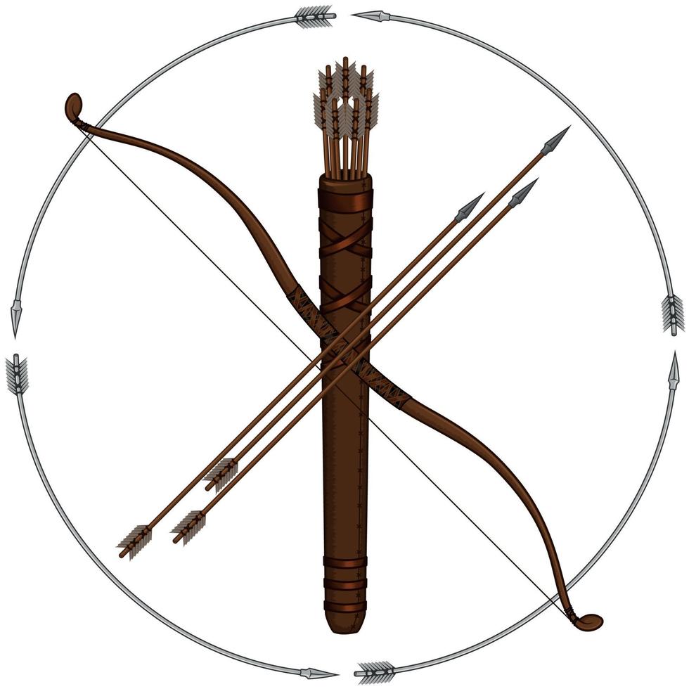 Bow Arrow Quiver Archery Kit vector